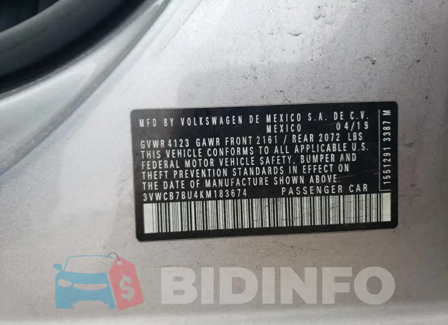 3VWCB7BU4KM183674 Photo# 12