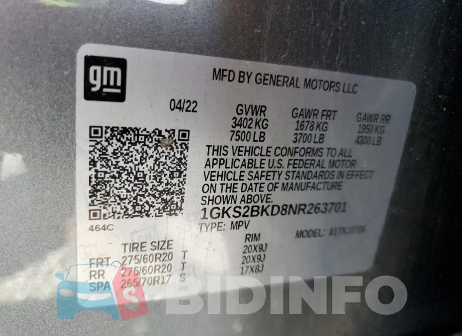 1GKS2BKD8NR263701 Photo# 13