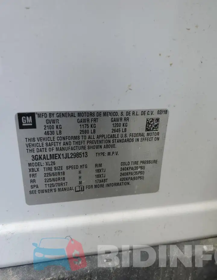 3GKALMEX1JL298513 Photo# 13
