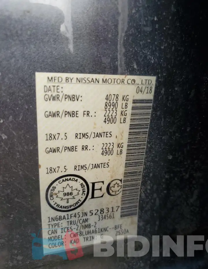 1N6BA1F45JN528317 Photo# 12