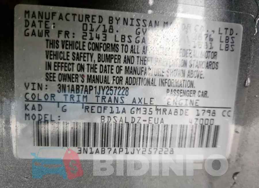 3N1AB7AP1JY257228 Photo# 12