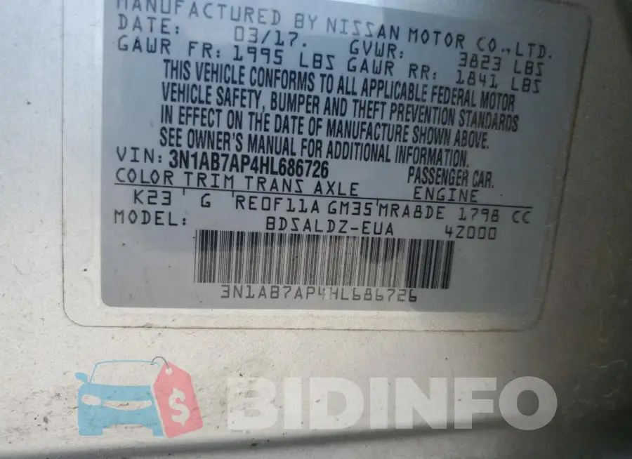 3N1AB7AP4HL686726 Photo# 13