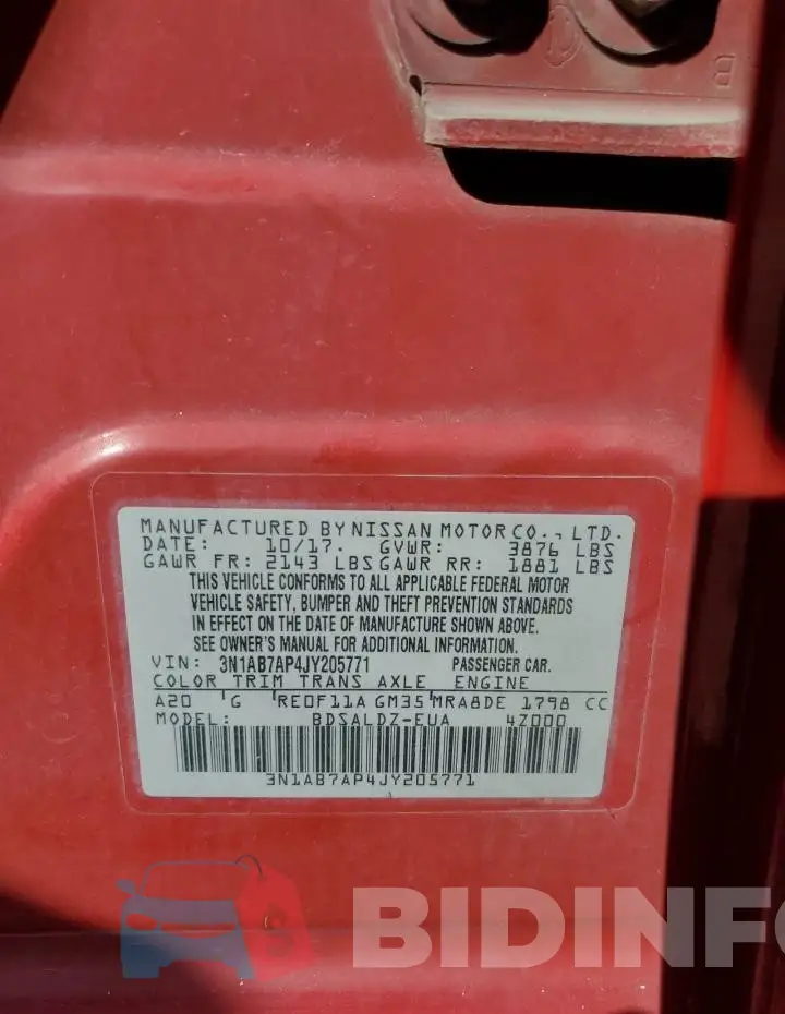 3N1AB7AP4JY205771 Photo# 12