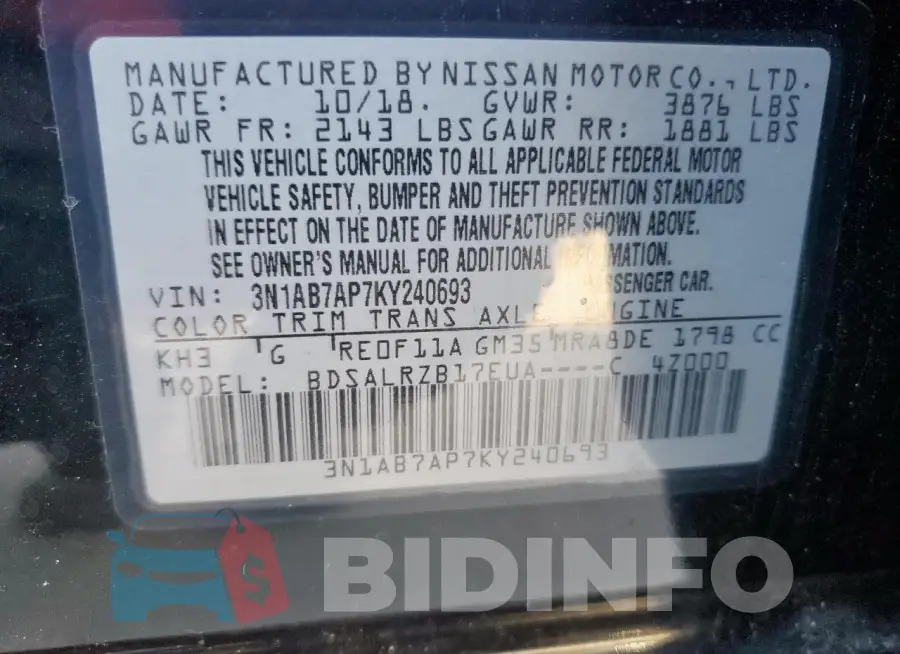 3N1AB7AP7KY240693 Photo# 12