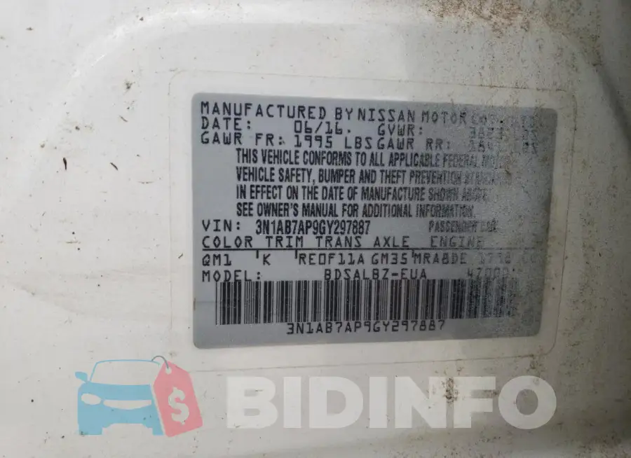 3N1AB7AP9GY297887 Photo# 12