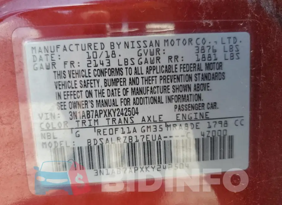 3N1AB7APXKY242504 Photo# 12