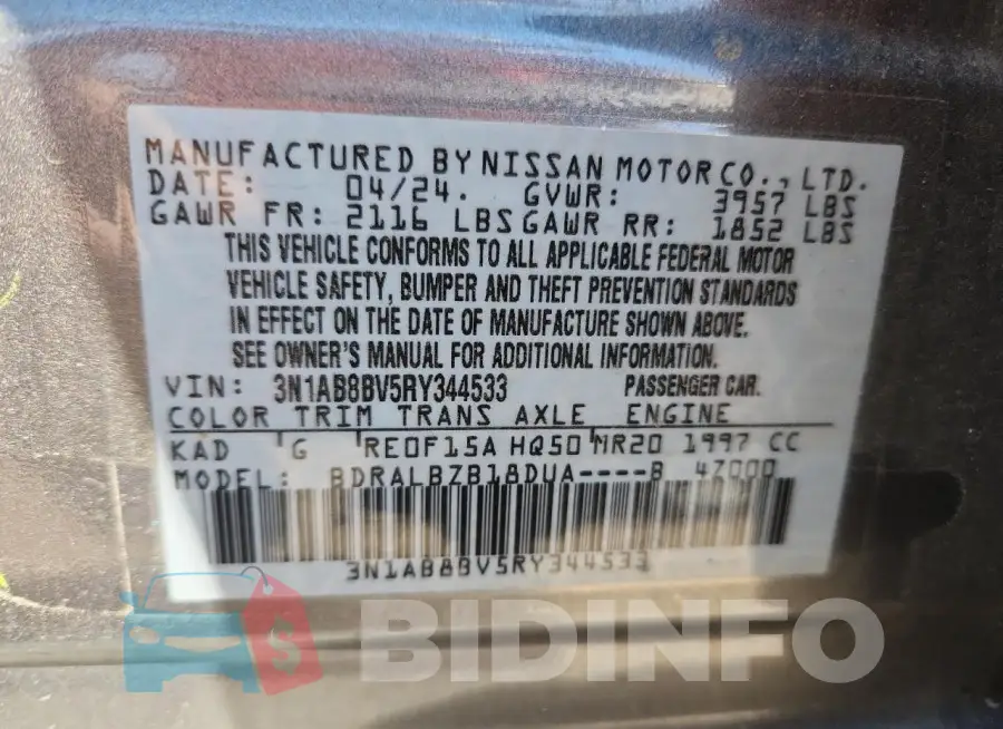 3N1AB8BV5RY344533 Photo# 13