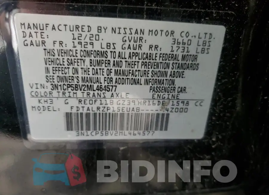 3N1CP5BV2ML464577 Photo# 12