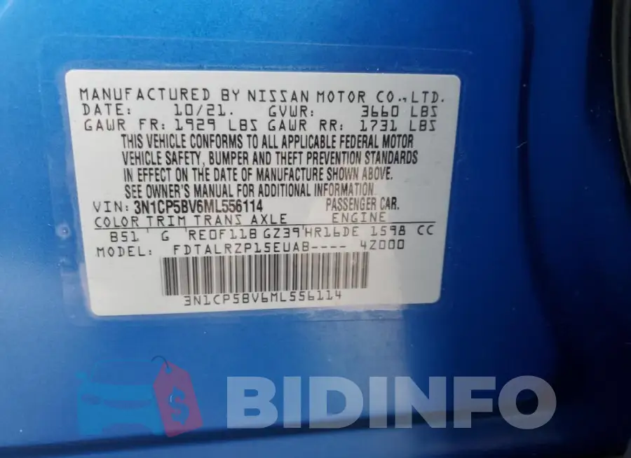 3N1CP5BV6ML556114 Photo# 12