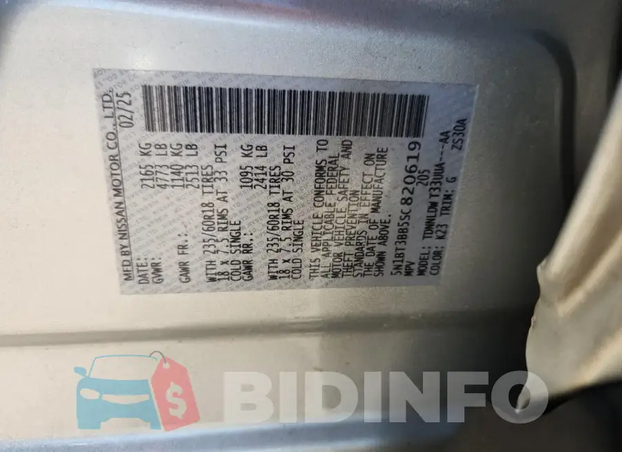 5N1BT3BB5SC820619 Photo# 14