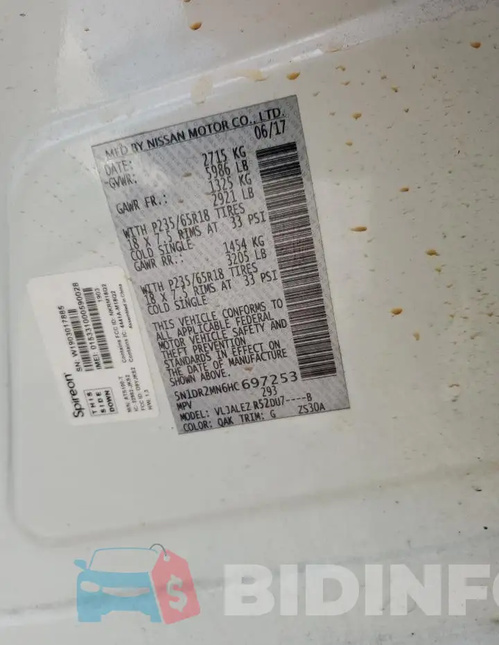 5N1DR2MN6HC697253 Photo# 13