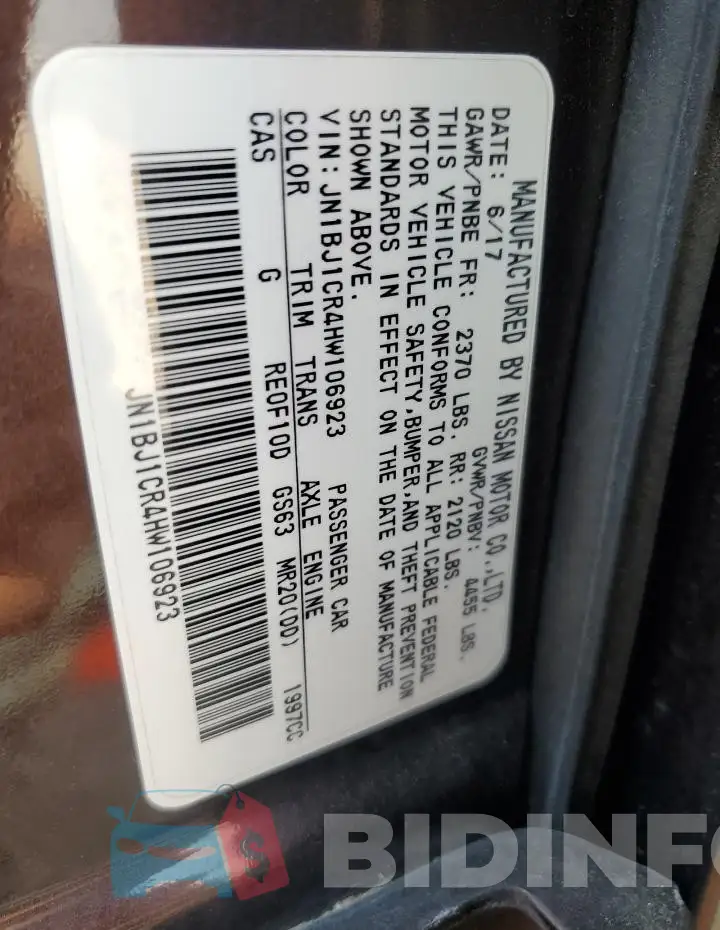 JN1BJ1CR4HW106923 Photo# 13