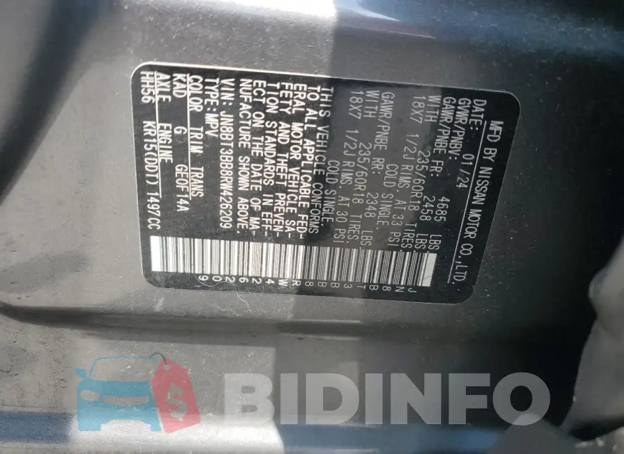 JN8BT3BB8RW426209 Photo# 14