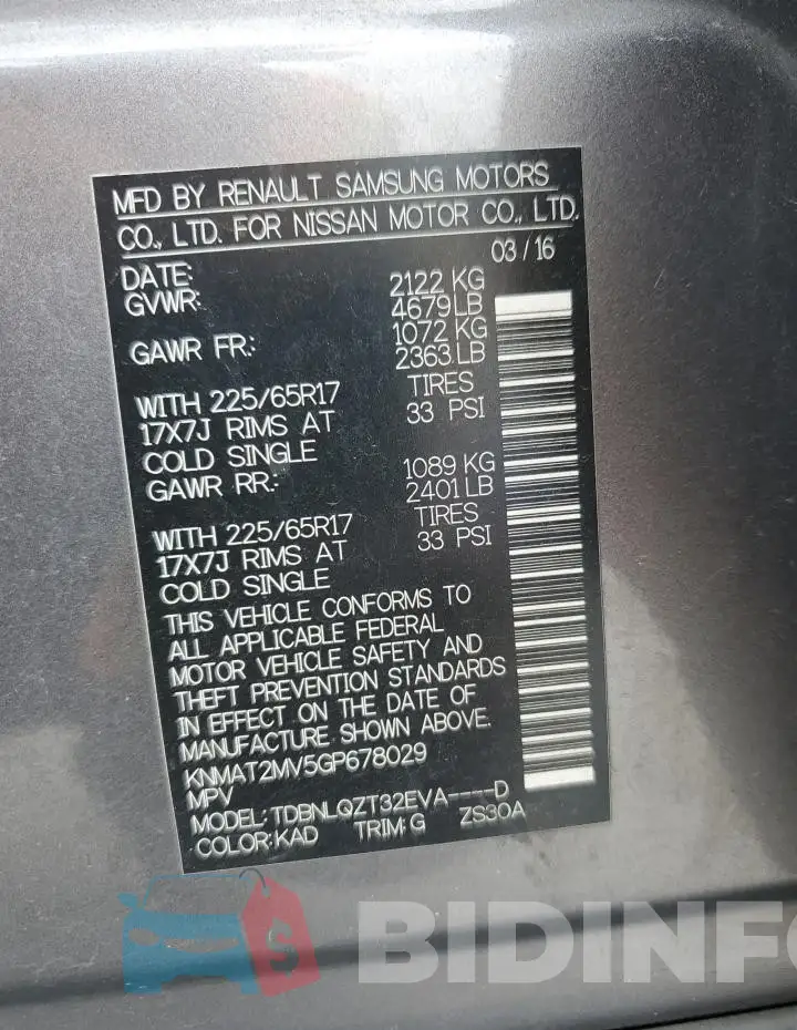 KNMAT2MV5GP678029 Photo# 13
