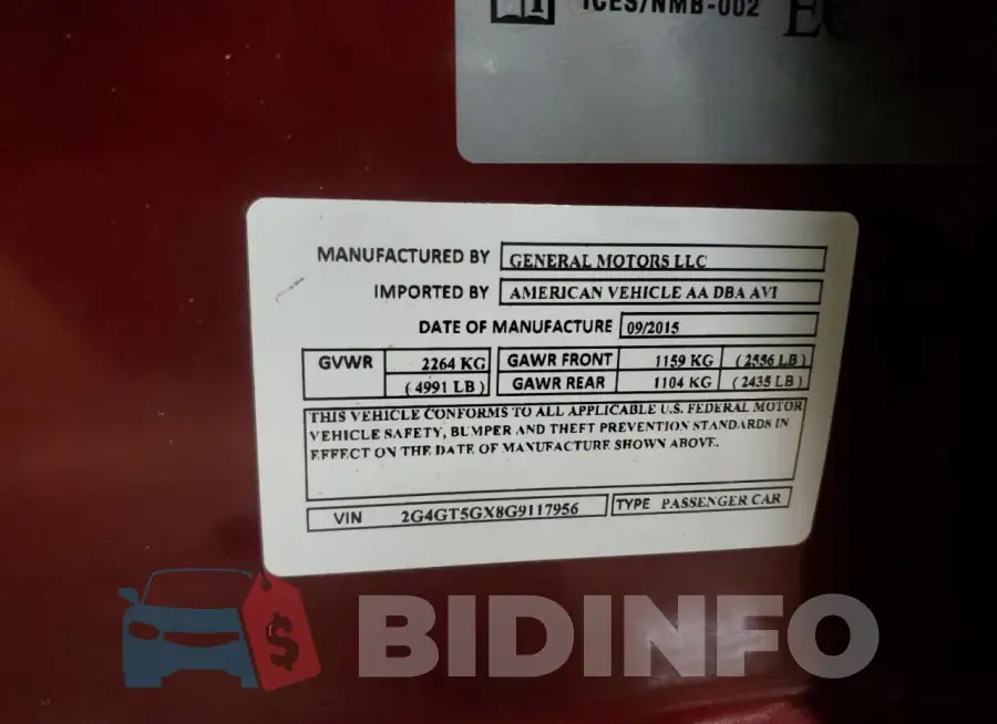 2G4GT5GX8G9117956 Photo# 12