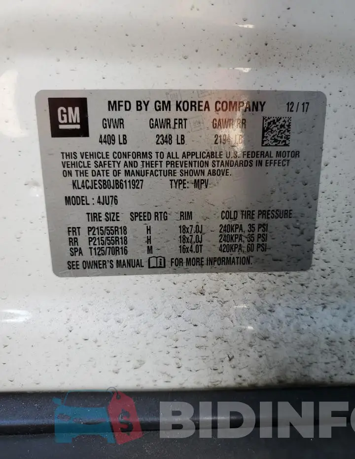 KL4CJESB0JB611927 Photo# 14
