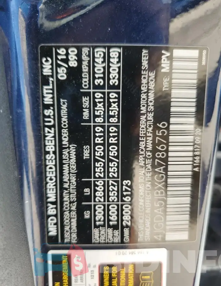 4JGDA5JBXGA786756 Photo# 13