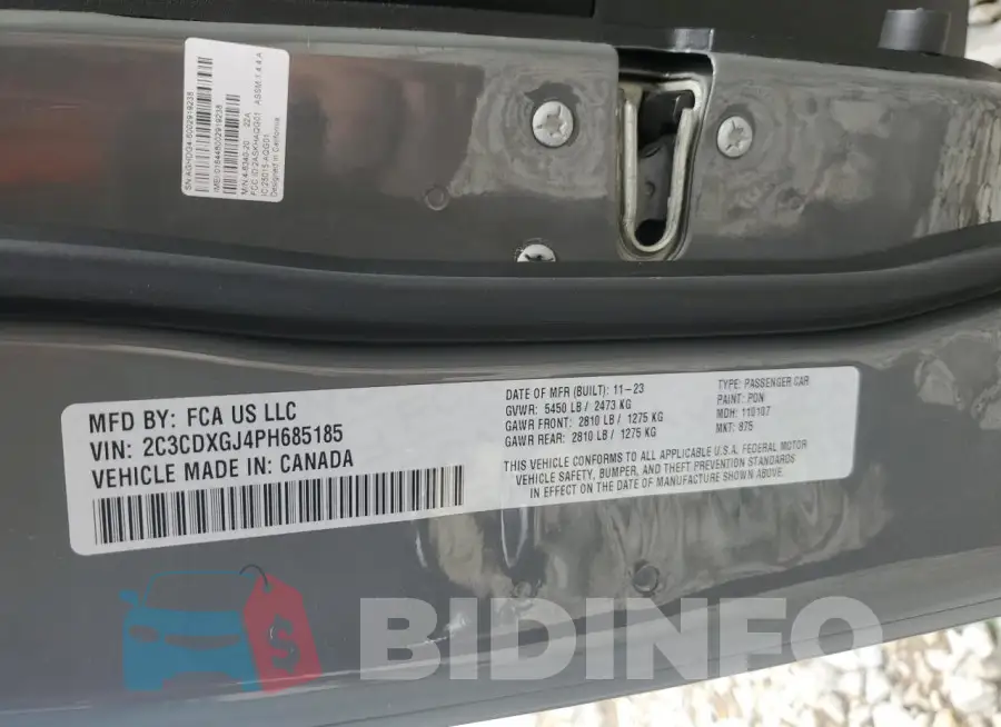 2C3CDXGJ4PH685185 Photo# 12