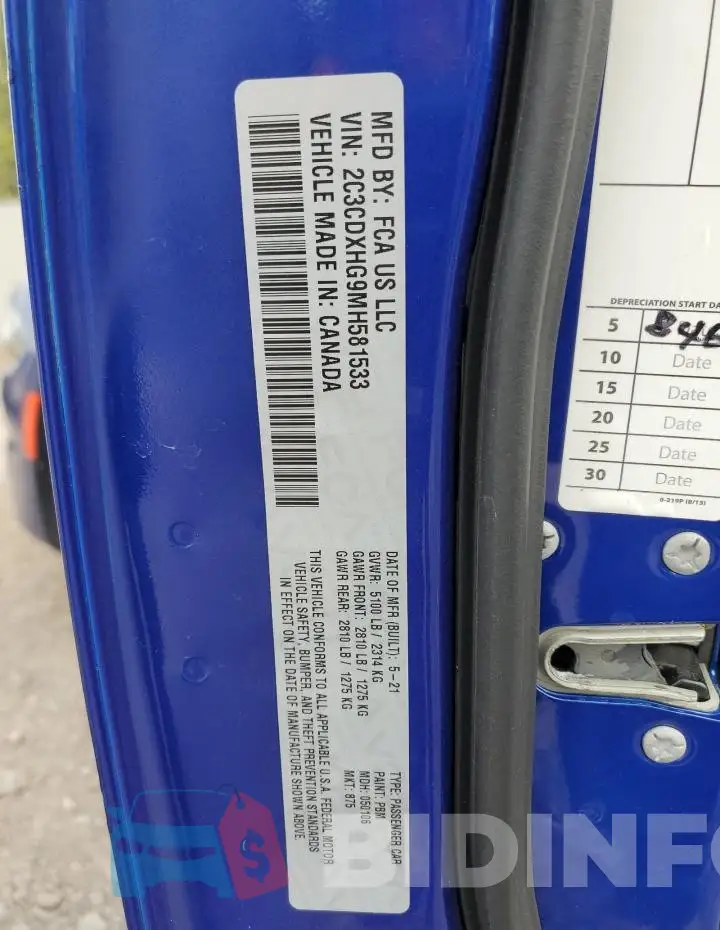 2C3CDXHG9MH581533 Photo# 12