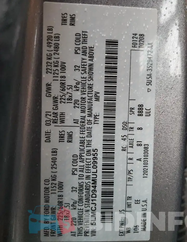 5LMCJ1D94MUL09955 Photo# 13