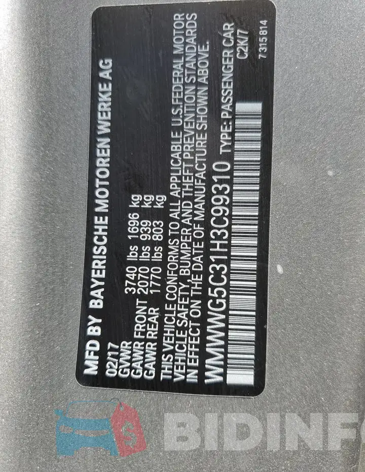 WMWWG5C31H3C99310 Photo# 12