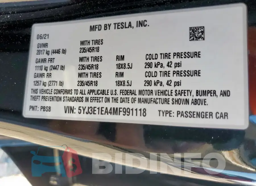 5YJ3E1EA4MF991118 Photo# 12