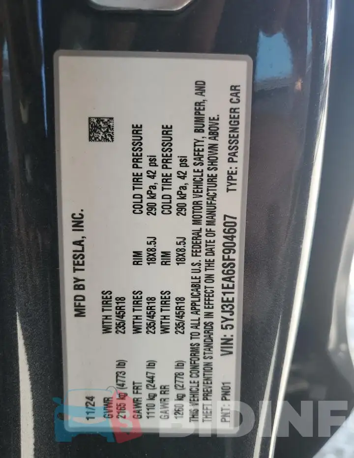 5YJ3E1EA6SF904607 Photo# 12