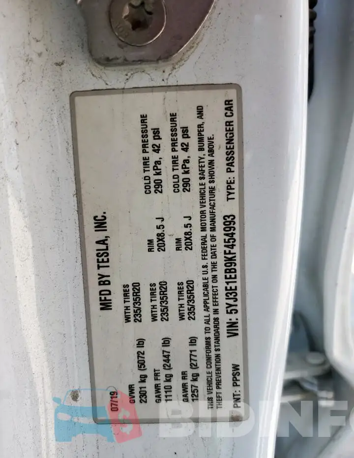 5YJ3E1EB9KF454993 Photo# 12
