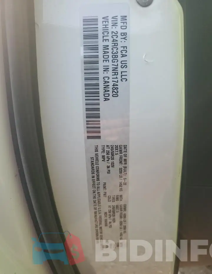 2C4RC3BG7NR174820 Photo# 13