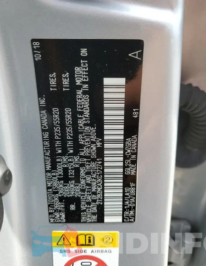 2T2BZMCA2KC172741 Photo# 13