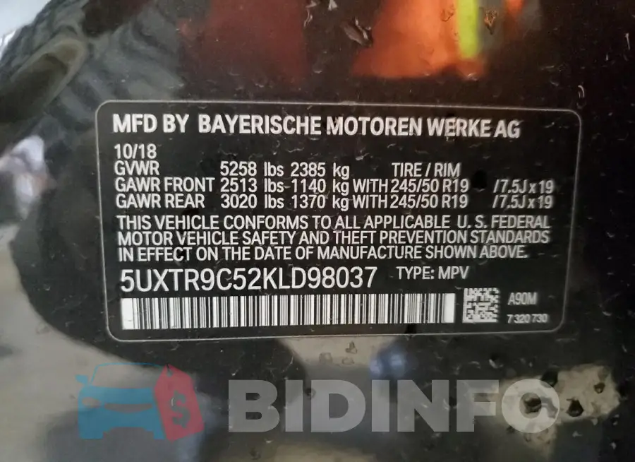 5UXTR9C52KLD98037 Photo# 13