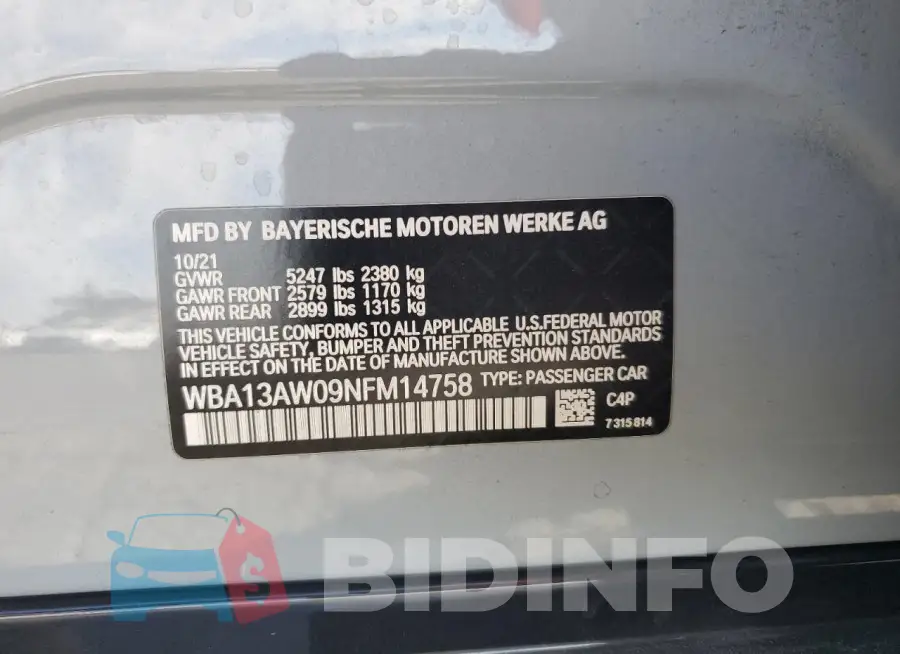 WBA13AW09NFM14758 Photo# 12