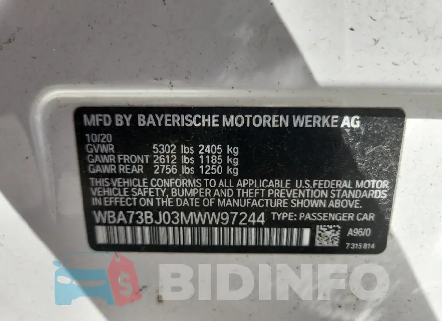 WBA73BJ03MWW97244 Photo# 12