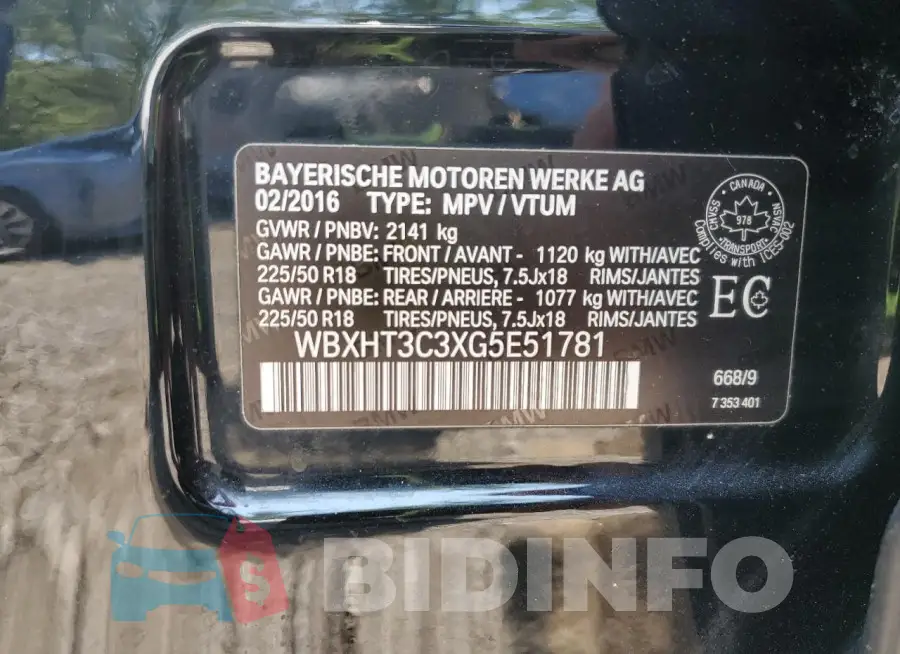 WBXHT3C3XG5E51781 Photo# 13
