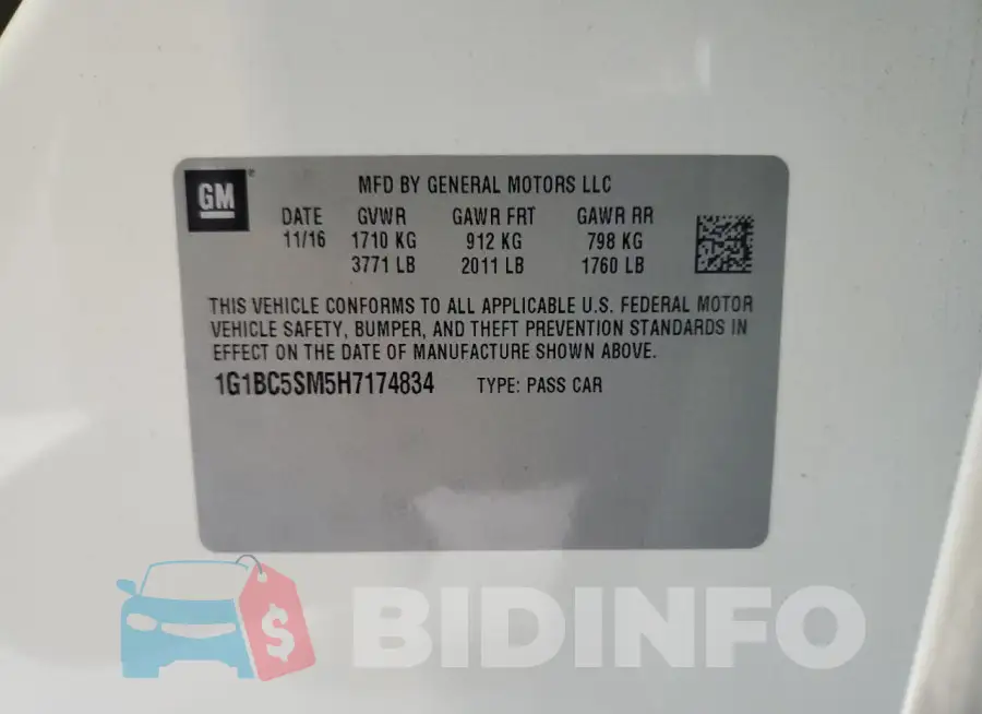 1G1BC5SM5H7174834 Photo# 12