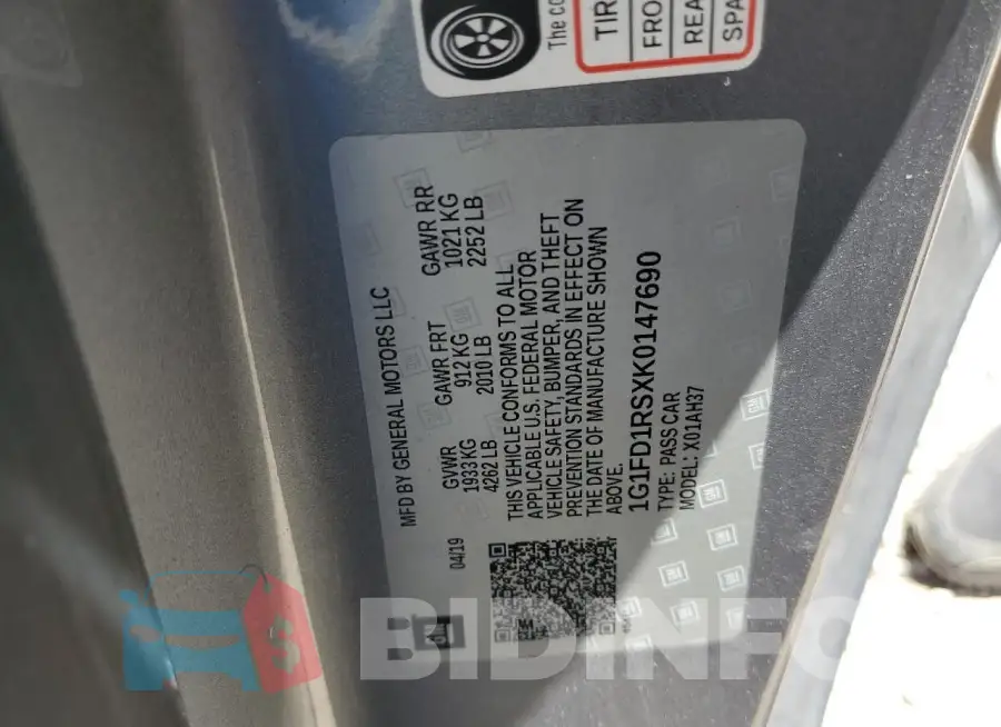 1G1FD1RSXK0147690 Photo# 13