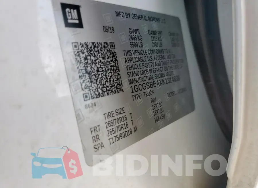 1GCGSBEAXK1314838 Photo# 12