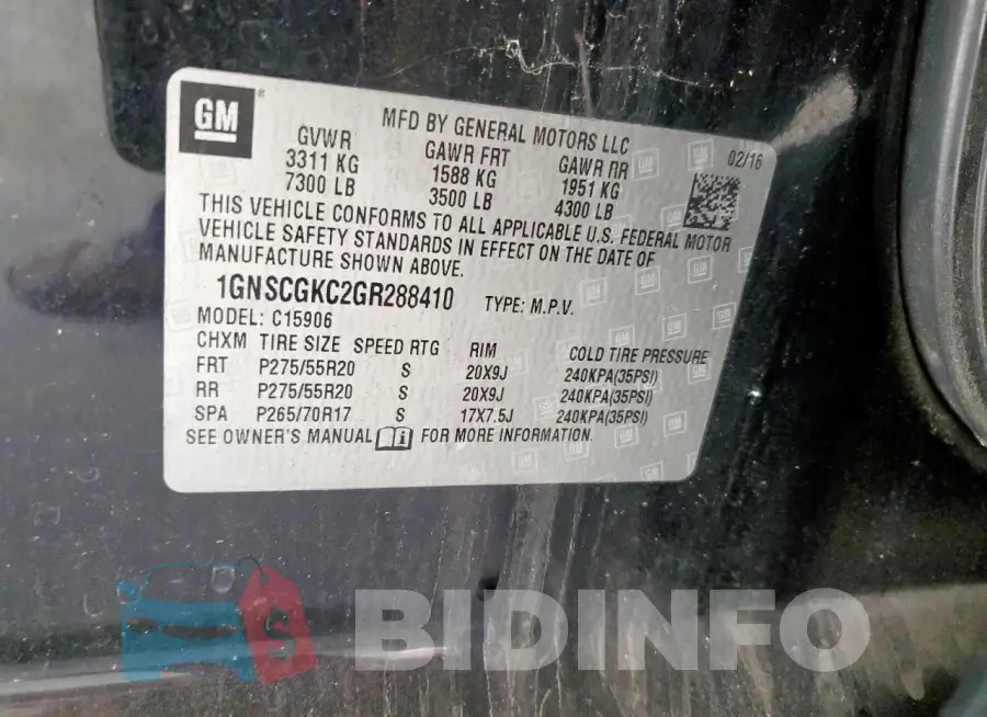 1GNSCGKC2GR288410 Photo# 13