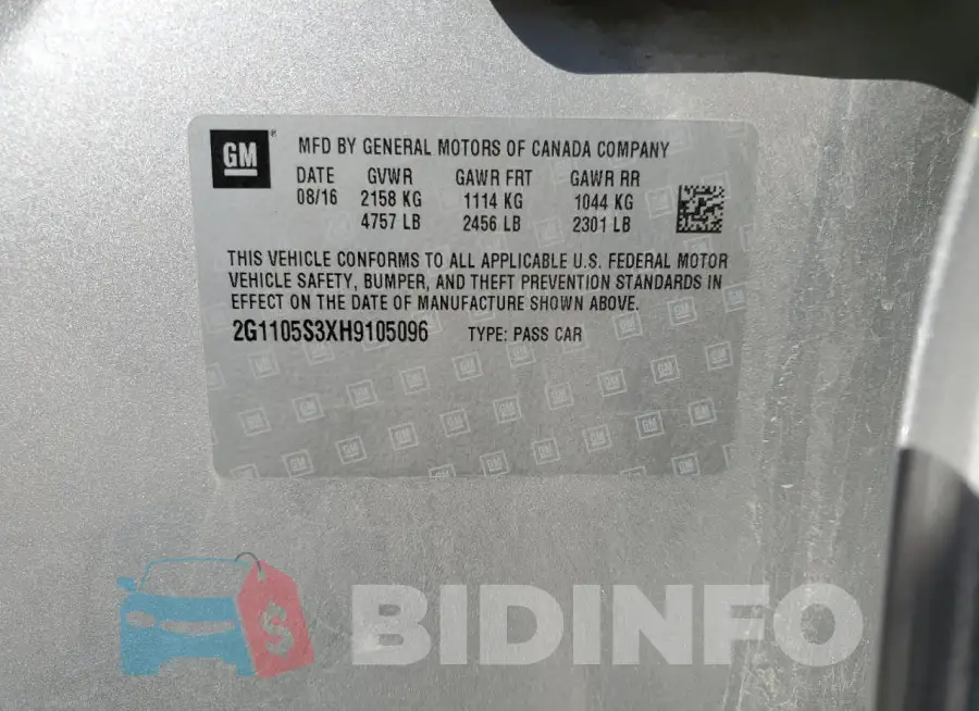 2G1105S3XH9105096 Photo# 12