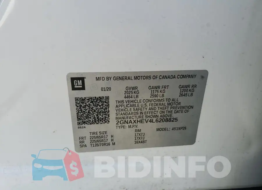 2GNAXHEV4L6208825 Photo# 13