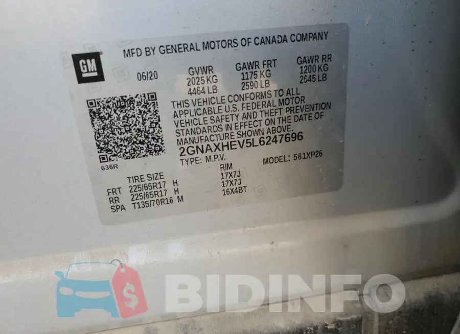 2GNAXHEV5L6247696 Photo# 14