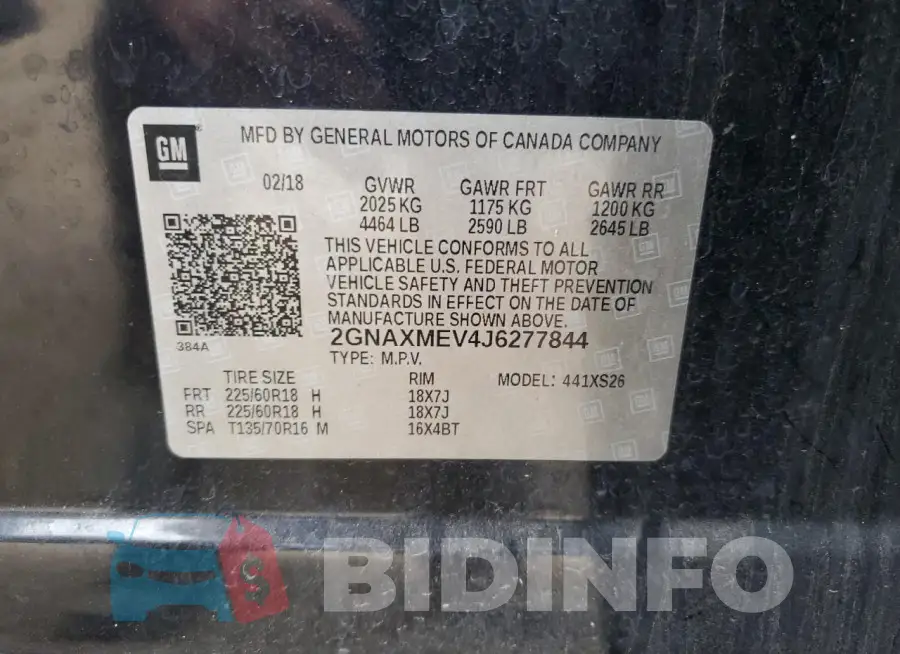 2GNAXMEV4J6277844 Photo# 12