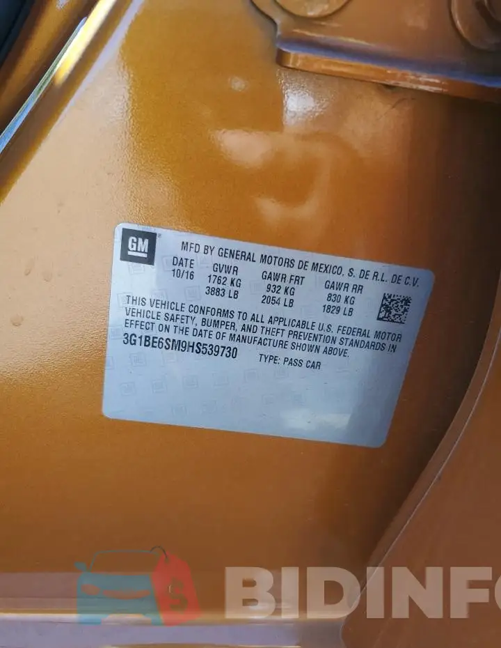 3G1BE6SM9HS539730 Photo# 12