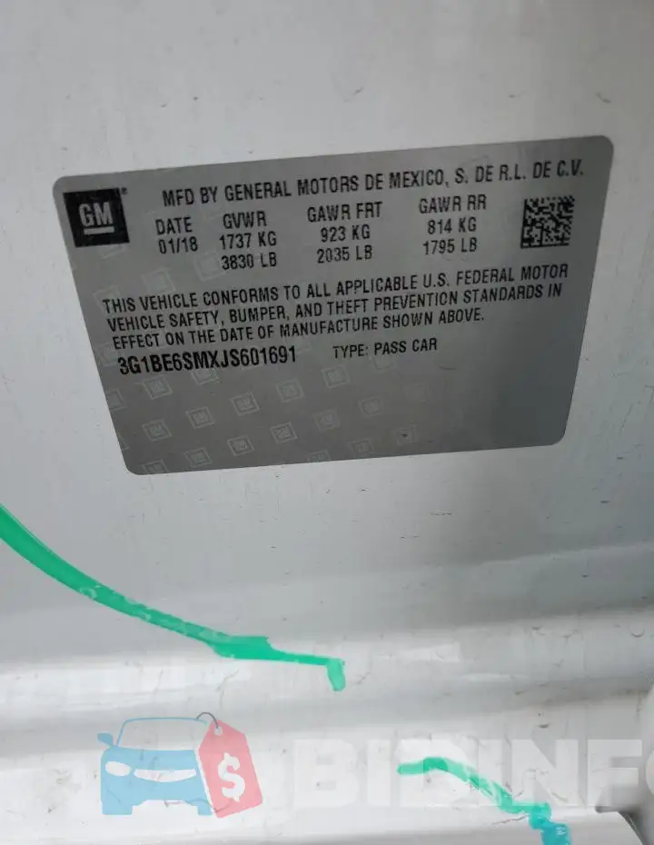 3G1BE6SMXJS601691 Photo# 12