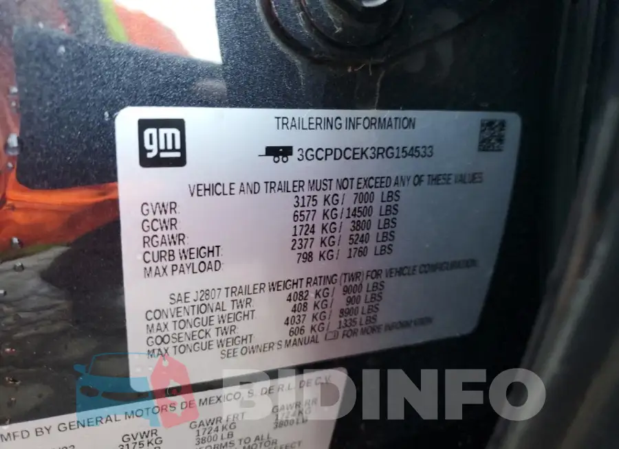 3GCPDCEK3RG154533 Photo# 13