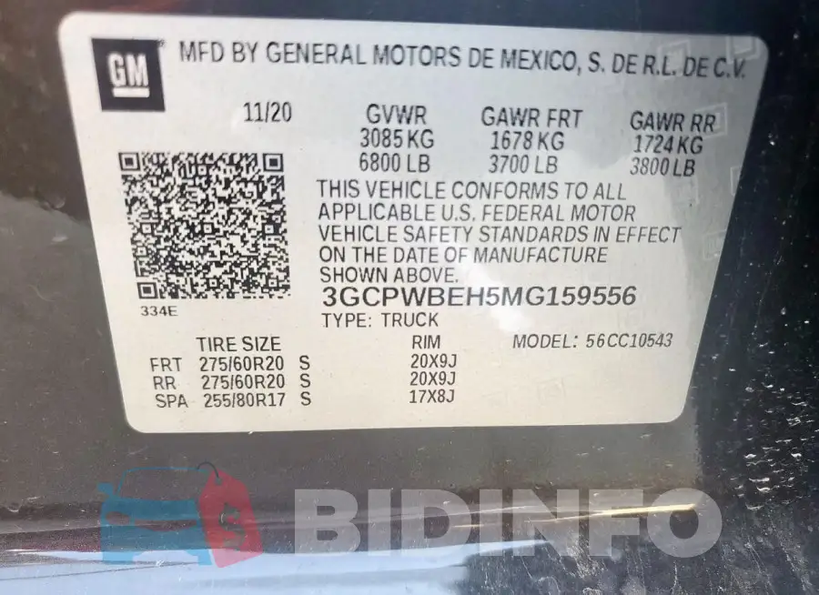 3GCPWBEH5MG159556 Photo# 12