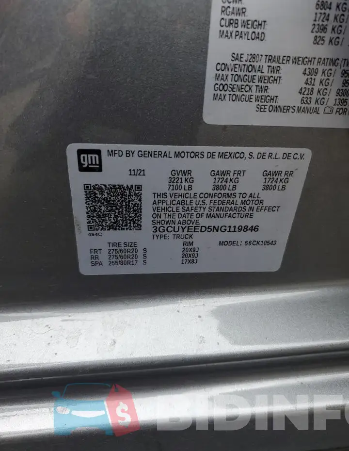 3GCUYEED5NG119846 Photo# 12