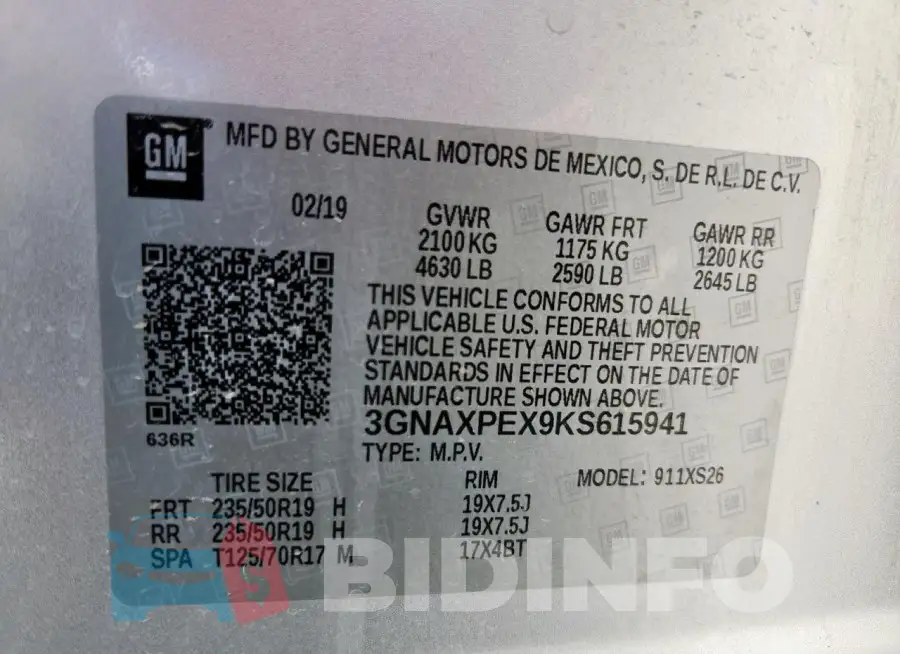 3GNAXPEX9KS615941 Photo# 14