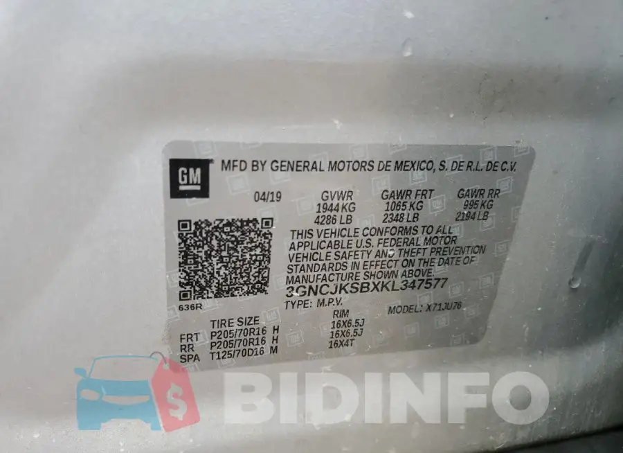 3GNCJKSBXKL347577 Photo# 13