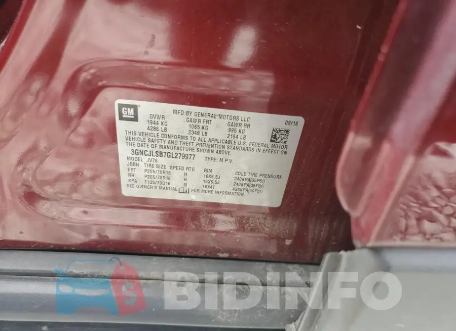 3GNCJLSB7GL279977 Photo# 13